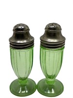 Green Uranium Glass Salt & Pepper Shakers