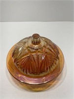 Sowerby Circa Marigold Carnival Glass Butter Dish