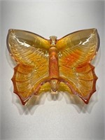 Jeanette Butterfly Marigold Carnival Glass Dish