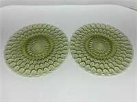 Pair of Olive Green Anchor Hocking Bubble Plates