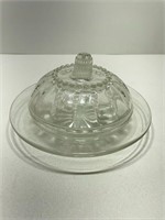 Crystal Glass Butter Dish W/ Lid