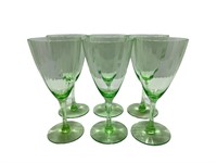 6 Green Uranium Depression Champagne Glasses