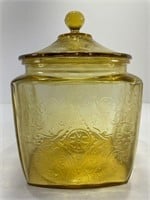 Amber Glass Lidded  Jar