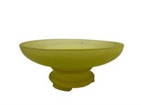 Frosted Canary Yellow Uranium Bowl and Stand