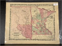 1862 Johnson's Minnesota And Dakota Map