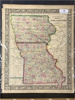 1861 Mitchell's County Map, Iowa And Missouri