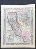1860 Mitchell's County Map Of California