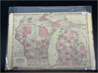 1860s Johnson's Michigan And Wisconsin