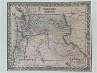 1853 JH Colton's Washington And Oregon