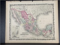 1863 Johnson's Map Of Mexico