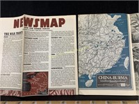 Pair Of World War II Era War Time News Maps