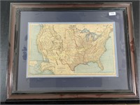 1877 Physical And Political Map Of The US