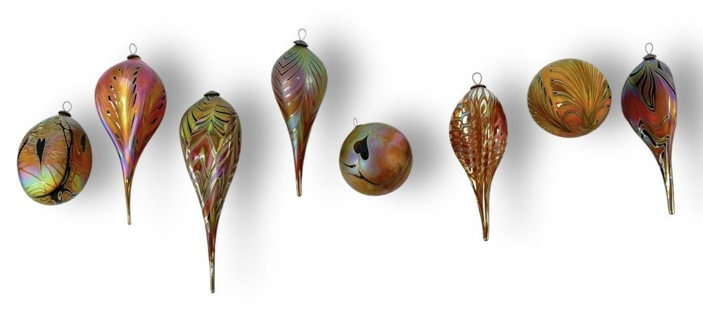 (8) Craig Zweifel Art Glass Ornaments