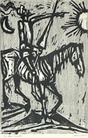 Irving Amen " Don Quixote" Woodblock Print A.P.