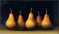 Michael Gregory "Five Pears" Oil on Wood Panel