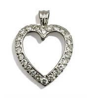 14K White Gold & Diamond Heart Shape Pendant