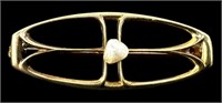 10K Gold & Blister Pearl Brooch