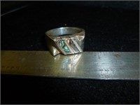 Vintage Sterling Silver & Abalone Men's Ring