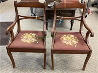 Beautiful pair of vintage scroll back chairs with