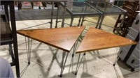 Vintage Danish triangle shaped end tables w/wood