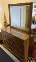 Solid wood 10 drawer dresser with glass top