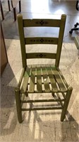 Vintage ladderback chair with slat seat. Olive