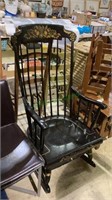 Solid wood armchair rocker with gold painted