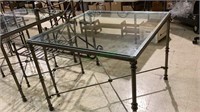 Heavy wrought iron square dining table with