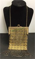 Art deco metal beaded ladies handbag with gold