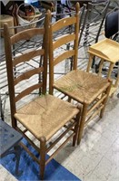 One pair of rattan seat wooden chairs    1144