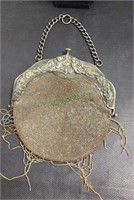 Antique art deco beaded metal handbag. Note: