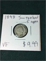 1898 Switzerland 5 rappen