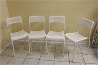 4pc White Stacking Patio Chairs Indoor/Outdoor