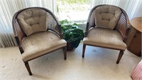 Pair of cane Barrel Chairs MCM