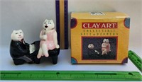 S&P shaker Clay Art torch song cat piano set
