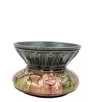 Antique Majolica Spittoon With Roses