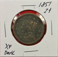 1851 Braided Hair Large Cent XF