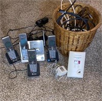 Basket of Cords & Cordless Phones