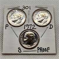 1972 P-D-S Roosevelt Dime Proof