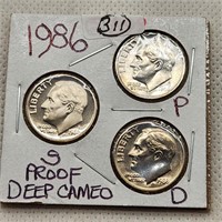 1986 P-D-S Roosevelt Dime