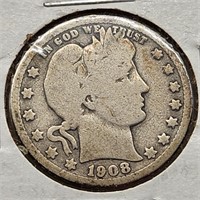 1908-O Barber Quarter