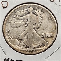 1917-D Walking Liberty Half Rev. Mint Mark