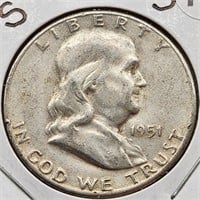 1951-S Franklin Half Dollar