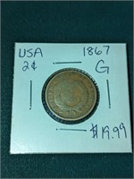 1867 United States Shield 2¢
