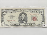 1963 $5 Red Seal United State Note