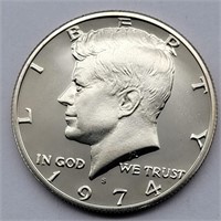 1974 KENNEDY PROOF HALF DOLLAR GEM BU DCAM