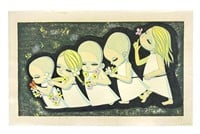 Shuzo Ikeda "Lady Bug" Woodblock Print 1970