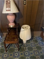 Two lamps and an end table