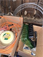 2 boxes miscellaneous items, extension, cord,