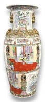 Tall Chinese Hand Painted Floor Vase